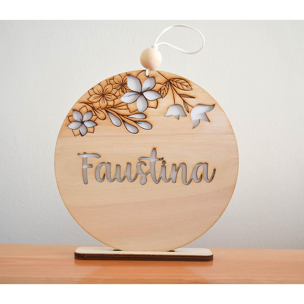 Cartel calado con doble capa. Diseño " Faustina". Con base