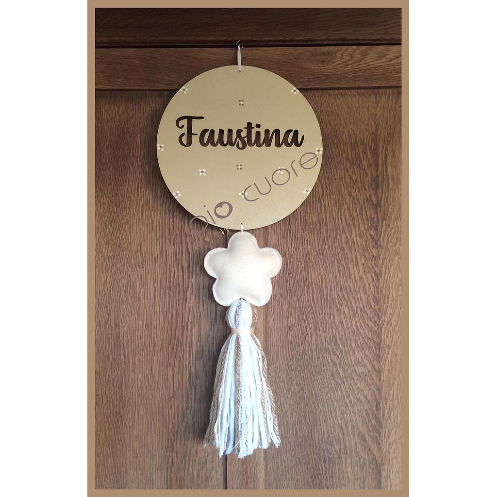 Cartel Circular Faustina en Crudo, beige y blanco