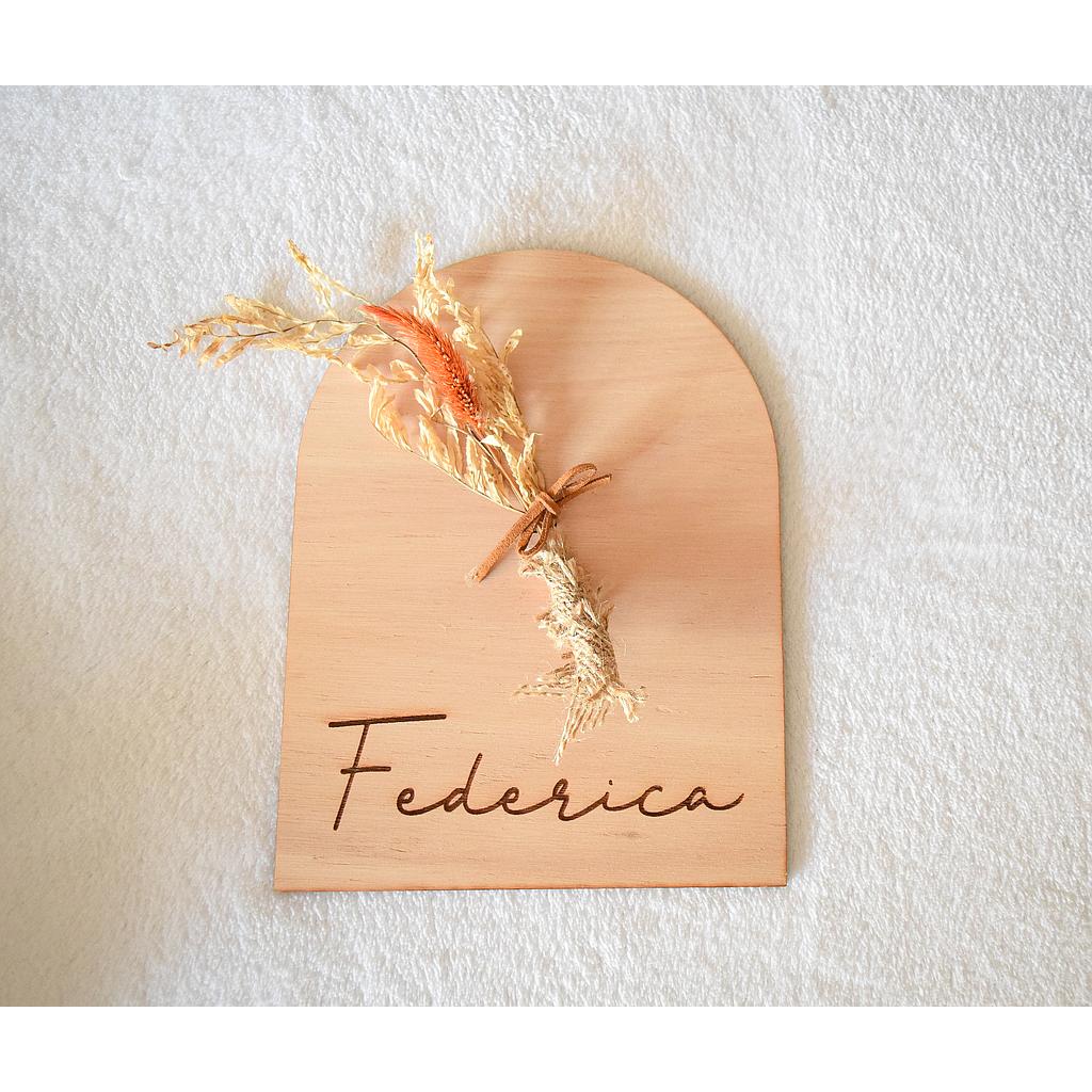 Cartel decorativo díseño &quot;Federica&quot; con detalle de flores secas